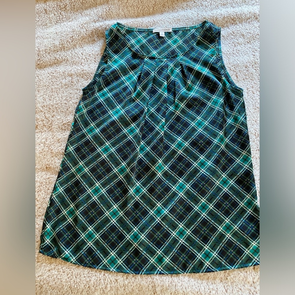 Notations plaid silky polyester tank top